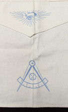 Vintage cotton lodge apron-unique blue printed compass and eye designs