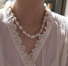 sehr schöne Natürliche Weiße Größe Ca. 12-20mm Süßwasser-Barockperlen Kette 43cm