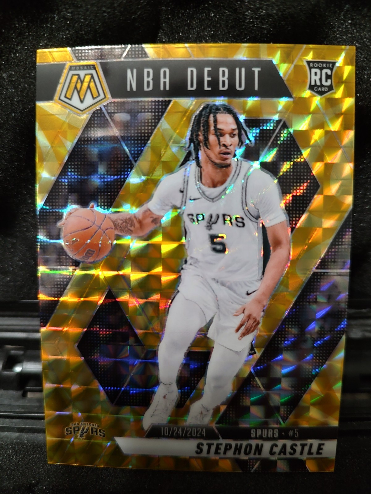 2024-25 Panini Mosaic NBA Debut Stephon Castle #267 Reactive Yellow Mosaic (RC)