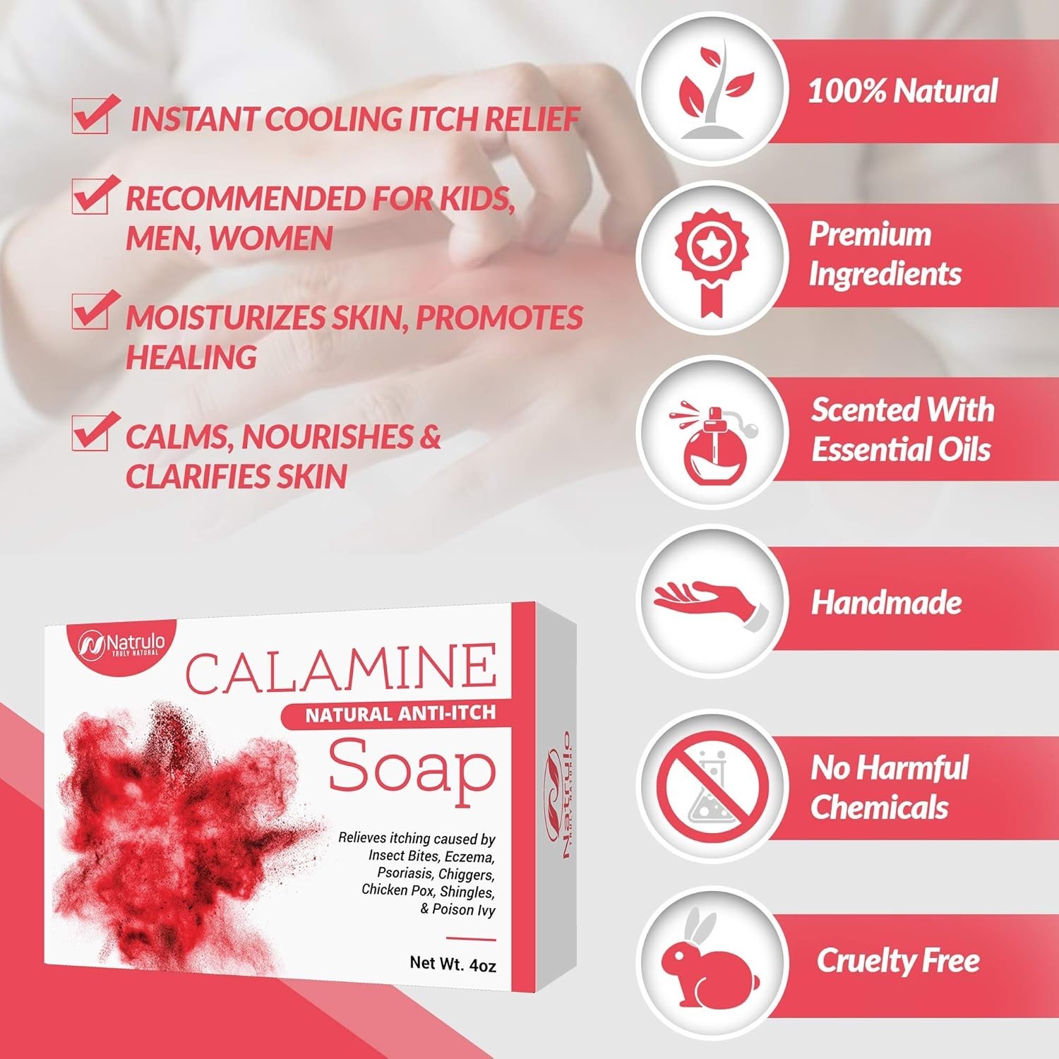 Soothing All-Natural Itch Relief Soap Bar - Gentle Care for Kids & Adults