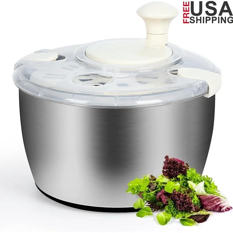 Stainless Steel Salad Spinner Hand Crank 5Qt Bowl Fresh Vegetables Fruits New
Opens in a new window 