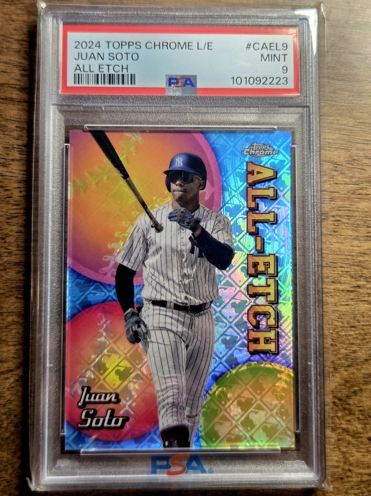 JUAN SOTO 2024 TOPPS CHROME LOGOFRACTOR ALL ETCH #CAEL9 PSA 9 view 1