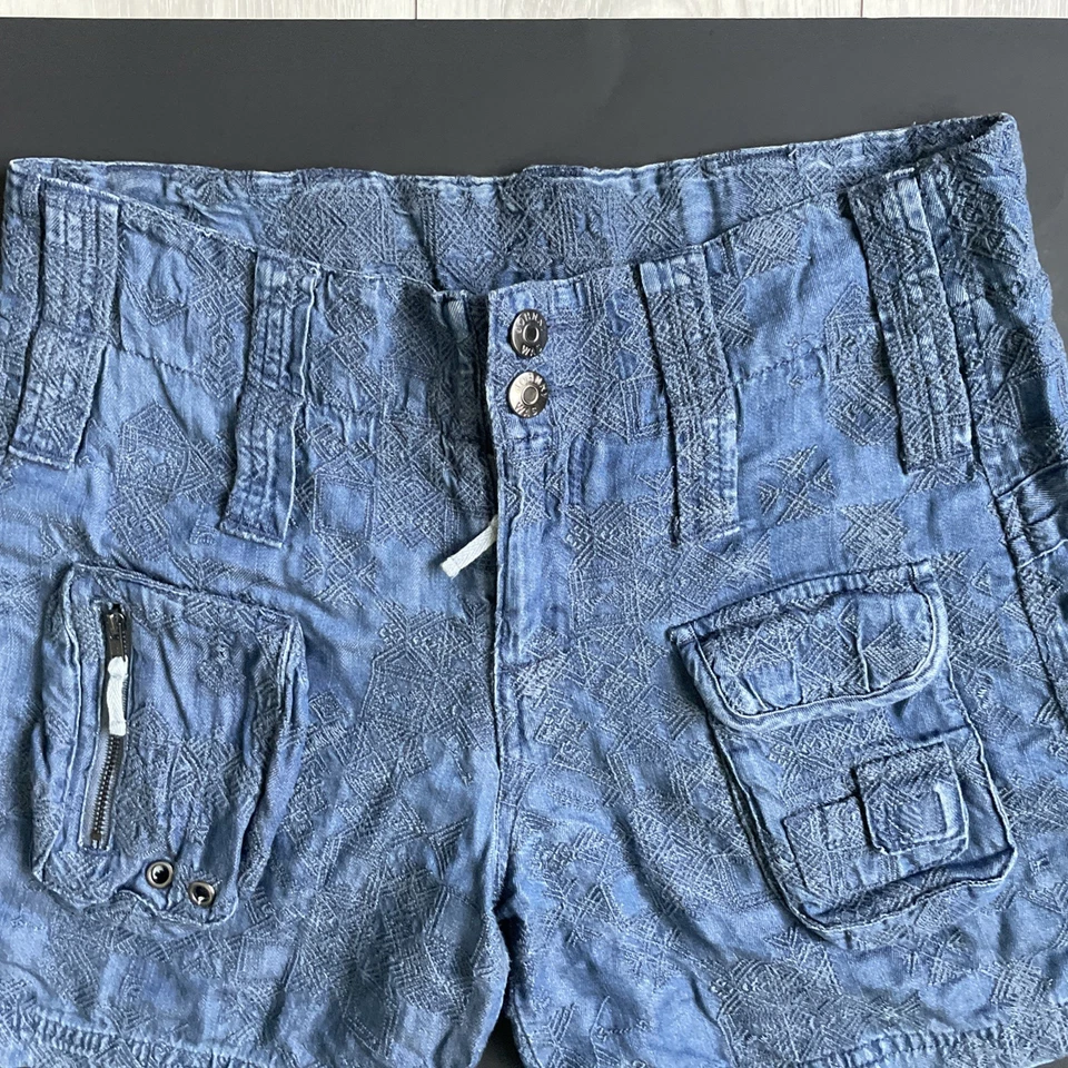 Pantalones Cortos Denim Johnny Was Zuma Texturizados Bolsillos Carga Talla 2 Foto 3 de 4