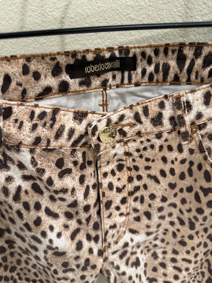 Pantalones Vintage Roberto Cavalli Estampado Leopardo Talla 44 EE. UU. 8 NUEVOS SIN ETIQUETAS Foto 3 de 4