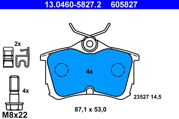 Rear ATE 13.0460-5827.2 Brake Pad Set, disc brake for HONDA