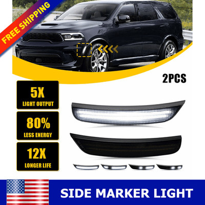 For Dodge Durango 2021-2025 2PCS Front Bumper Fender LED Side Marker Lamp US New