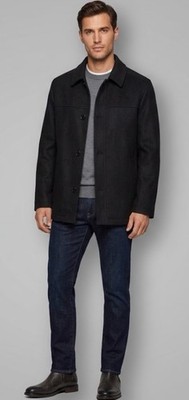 Hugo Boss Chester Coat Mens 44R Black Virgin Wool Cashmere Jacket Overcoat