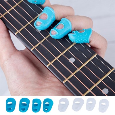 4PCS Silicone Guitar Finger Thumb Guards Protector Fingertip For Ukulele Guitar