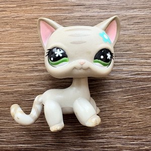 LITTLEST PETSHOP LPS #483 Hasbro Chat Europeen Gris Fleur Bleu Yeux Vert Fleurs EUR 12,90 - FR
