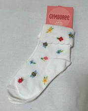 NWT Vtg Gymboree Strawberry Farm cuff floral bee socks 2-3 yrs fit shoe 7 8 9