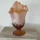 Fenton Cameo Opalescent Lily of the Valley Swung Glass Handkerchief Vase