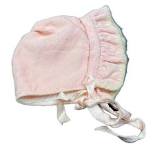 Vintage Pink Corduroy Baby Bonnet