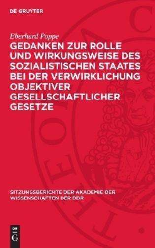 Eberhard Poppe Gedanken Zur Rolle Und Wirkungsweise Des Sozialistisch (Hardback)