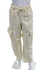 Zara Unisex Cargo Jogger Pants Beige Drawstring Cotton Blend Solid 90s Size 4