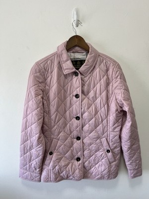 Barbour Freya Jacke Damen UK 16 rosa Blüten gesteppt Rautenknopf Mantel