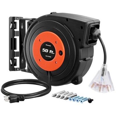 50ft Heavy Duty Power Cord Reel with Circuit Breaker