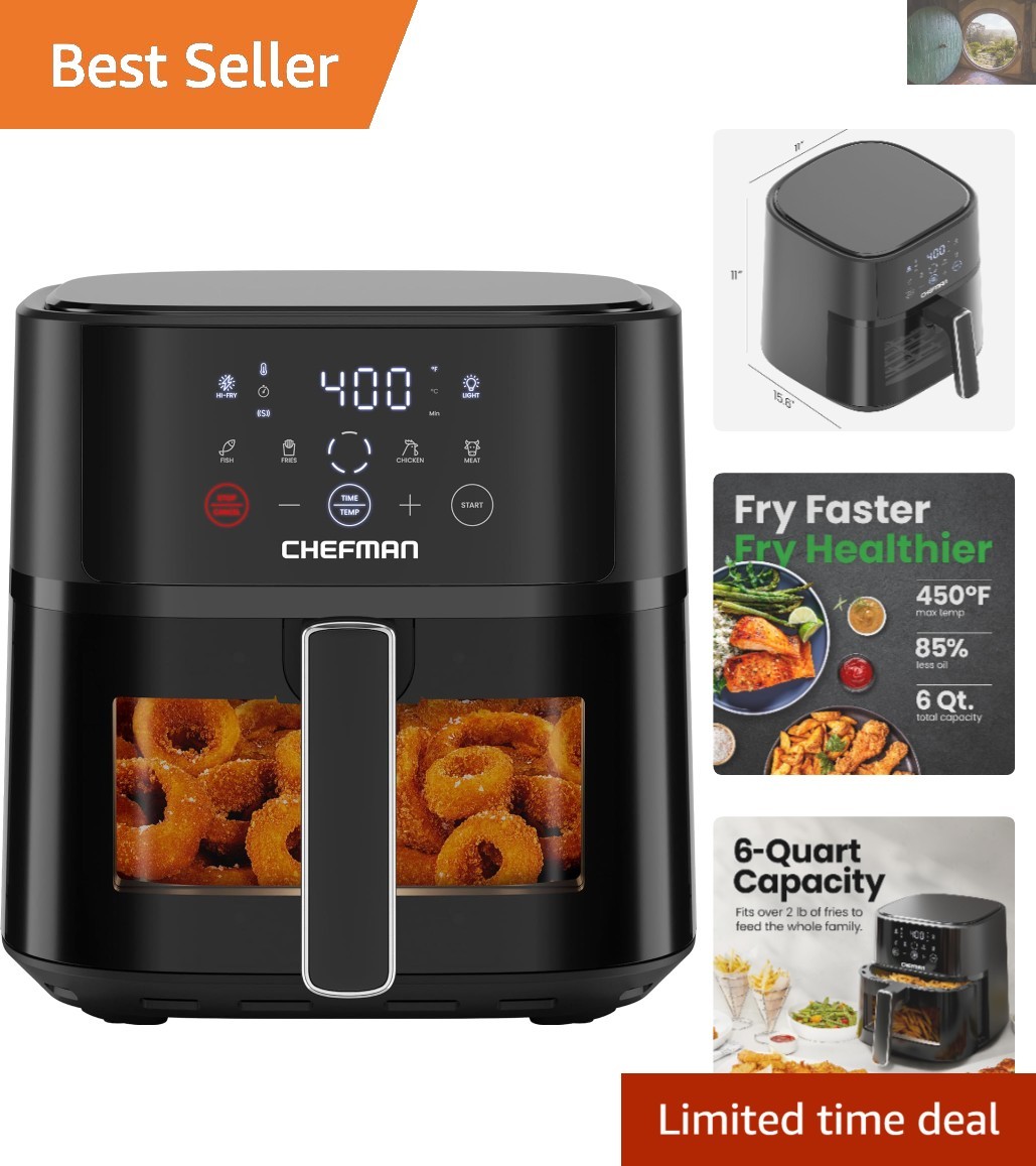Sleek 6 QT Air Fryer - Nonstick Basket & Shake Notifications for Crispy Results
