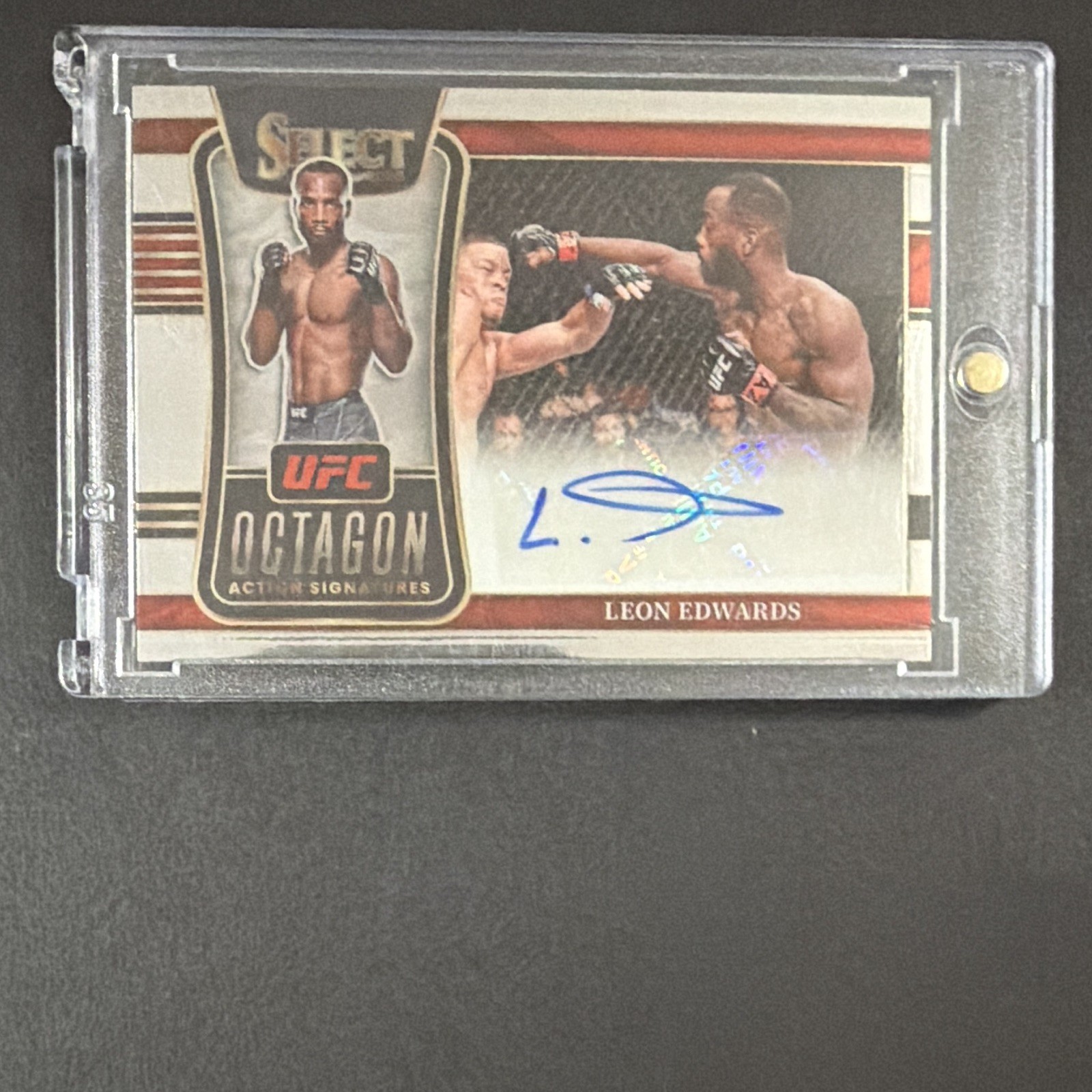 Panini 2022 Select UFC Octagon Action Signatures Auto Leon Edwards OA-LEW