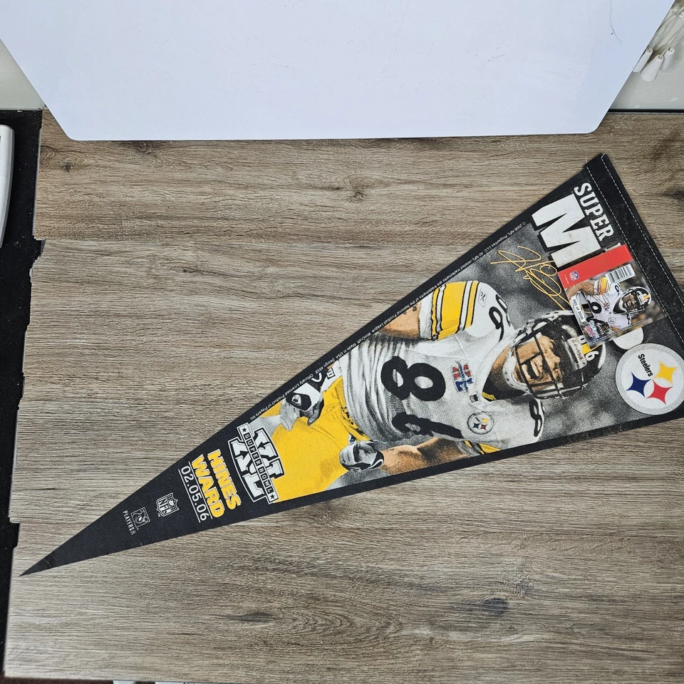 Banderín tamaño completo Hines Ward Pittsburgh Steelers 2005 Super Bowl XL NUMERADO Foto 2 de 4