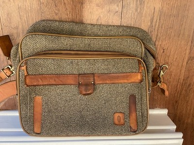 Vintage Hartmann Luggage Tweed & Leather Travel Shoulder Messenger Bag Carry On