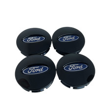 Wheel Center Caps 4x Ford Blue On Black 66mm Hub Covers Flex Ranger Taurus Edge