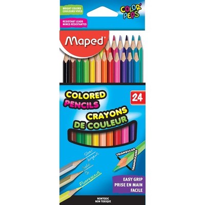 Maped Helix USA - Color'Peps Triangular Colored Pencils, 24 Pack - Art Projec...