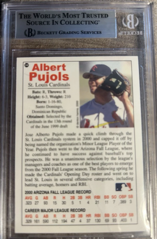Arizona Fall League 2001 Denton Hanna #32 Albert Pujols FB SP raro Foto 2 de 2