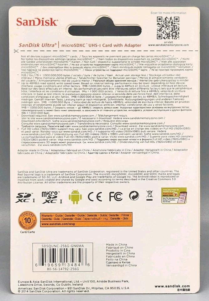 New Sandisk Ultra Micro SDXC UHS-I SD Card w Adapter 256GB for Phones More - Image 2 of 2