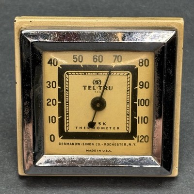 Tel-Tru Room Thermometer 2 5/8'' Square Germanow Simon Rochester NY Made in USA