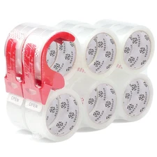 12 Rolls Clear Packing Tape with 2 Dispenser, Heavy Duty Packaging Tape Desig...