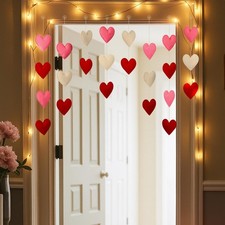 8 Pcs Valentines Felt Heart Garland Day Red, Pink, White