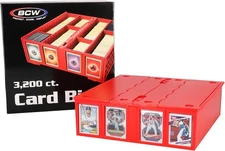 BCW Card Bin Hold Trading Gaming Sport Cards Toploaders Magnetic 3200 Box in RED