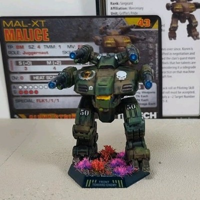Battletech Pro-Painted Malice Mech With Pilot & Mech Card, Bravo Lance