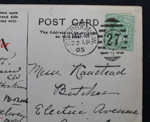 Clapham, London 1905 27#4 Duplex postmark on a Inverey postcard to Messr Ranstea - Picture 2 of 3