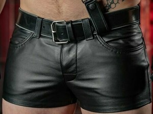 leather gym shorts