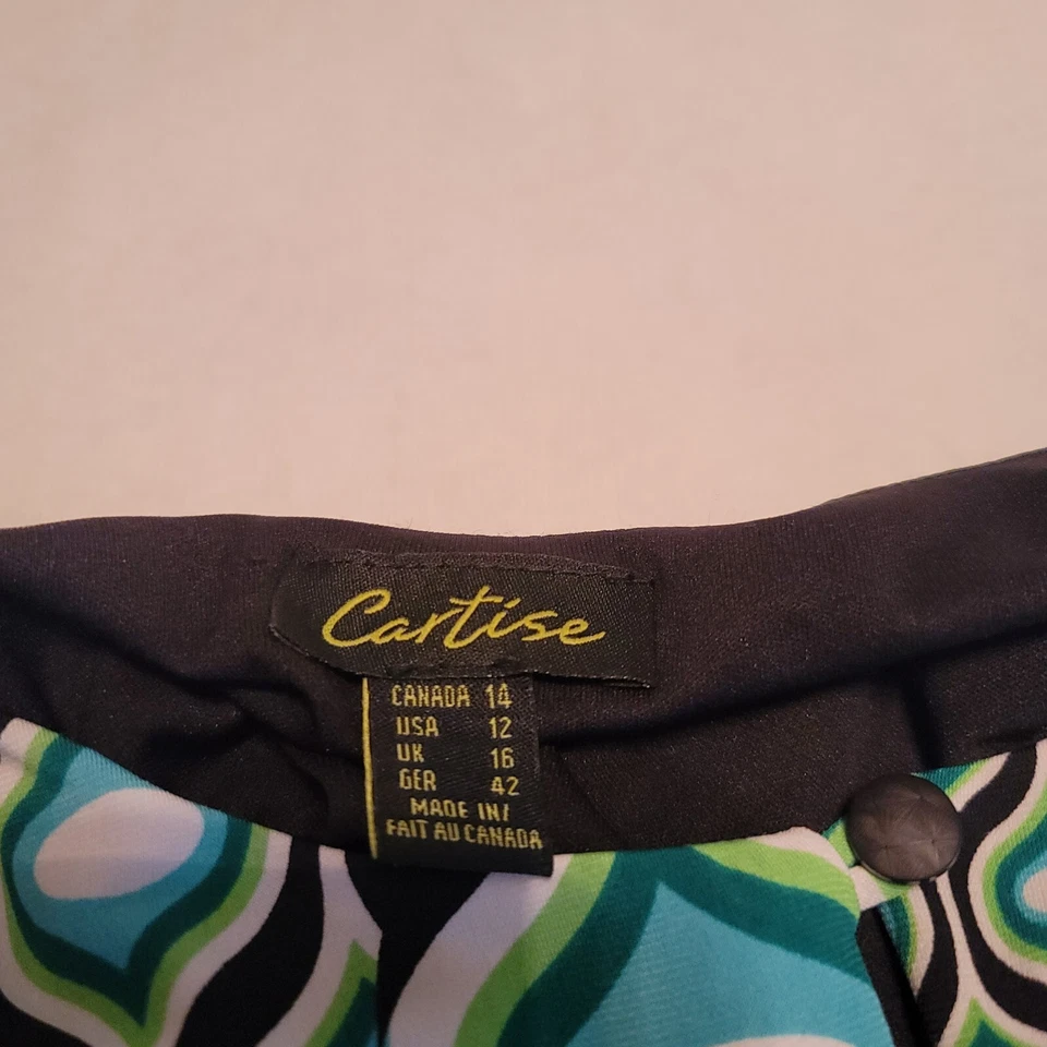 Vestido elástico Cartise feminino 12 verde branco preto macio manga 3/4 comprimento do joelho - Imagem 3 de 3