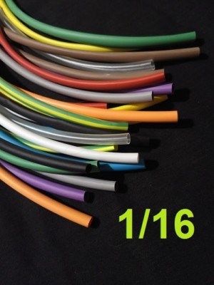 1/16''    1.6mm  ASSORTED *12* COLORS 2:1 heat shrink tubing polyolefin (6' FOOT)