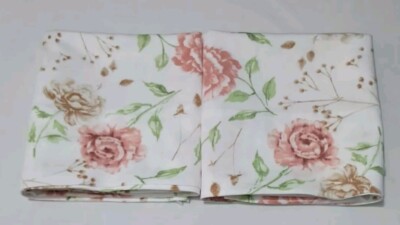 2 White & Pink Rose Floral Pillowcases By Conciere.  21 X 28.5 Standard Fit i.