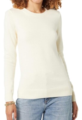Amazon Essentials Women's 100% Cotton Crewneck Sweater Size Small Cream A6
