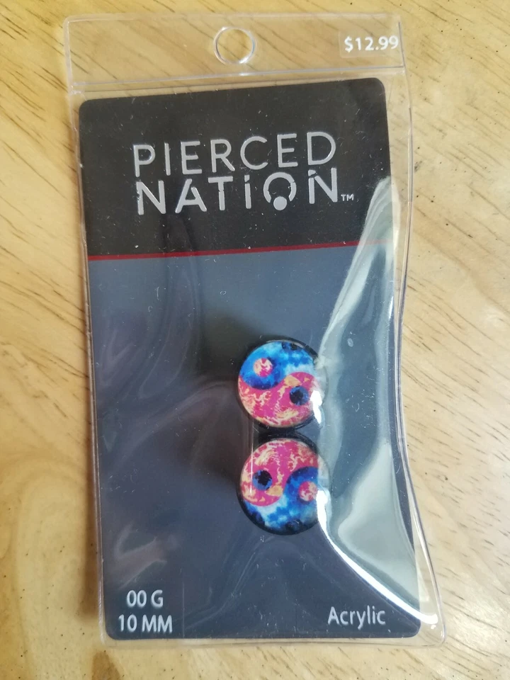 Pierced Nation галстук краситель Инь Ян акриловые датчики размер 00G/10 мм ~ Спенсер ~ новый! - Изображение 3 из 4