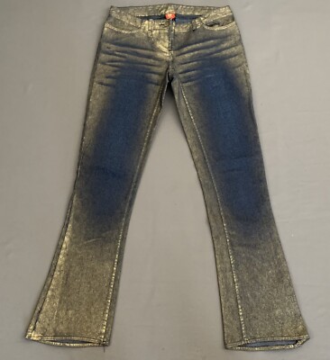 DONDUP BOOTCUT JEANS - Gold & Blue Denim Size Waist 29'' - Leg 32'' Made in Italy