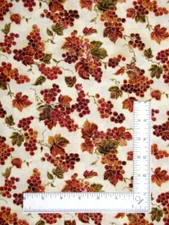 Grapes Vineyard Fabric By The Yard Wine Grape Vines Gold Accents Cotton by VIP
