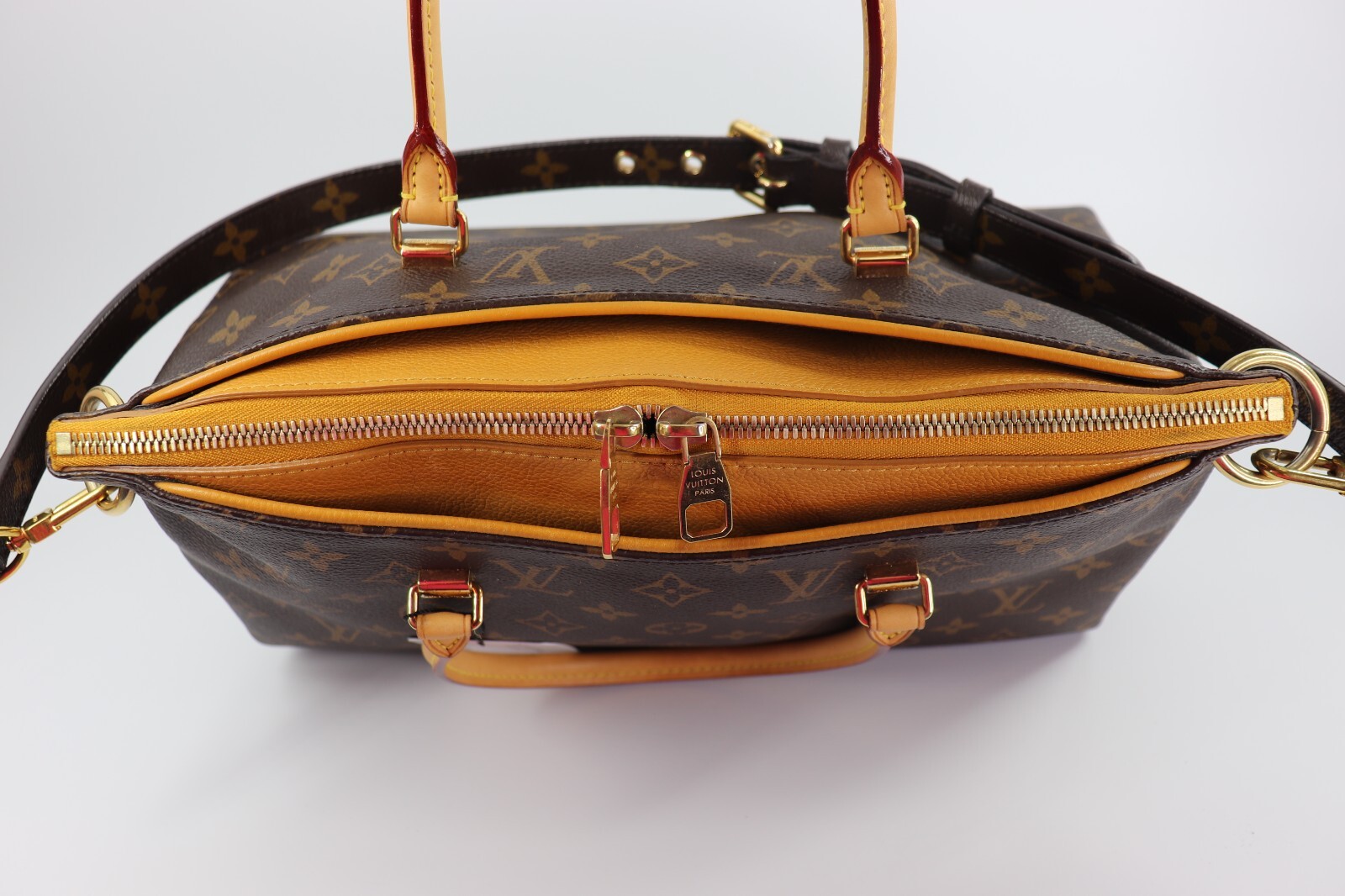 LOUIS VUITTON Pallas MM Monogram Safran Shoulder Handbag Brown image 9