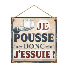 Plaque métal humour WC, décoration murale porte de toilette, déco humoristique