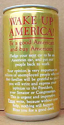 BALLANTINE BEER WAKE UP AMERICA Can Falstaff Cranston RHODE ISLAND 1983 Grade 1+