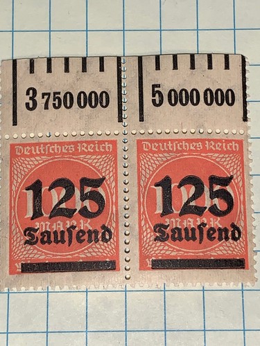 Germany S#288 Plate Block 125T Over Print 1000m MNH Margin 1923 - 第 1/5 張圖片