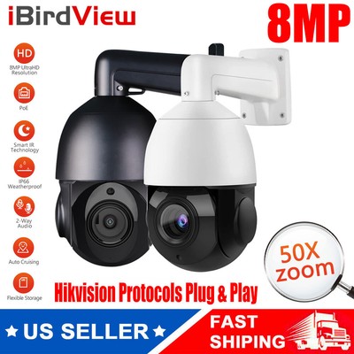 iBirdView 8MP 50x Zoom Auto Tracking PTZ Camera Hikvision Protocols Plug & Play