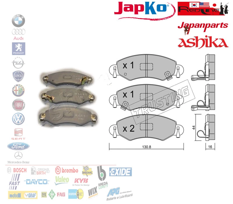 Ashika 50-08-800 - Kit Pastiglie Freno, Freno A Disco