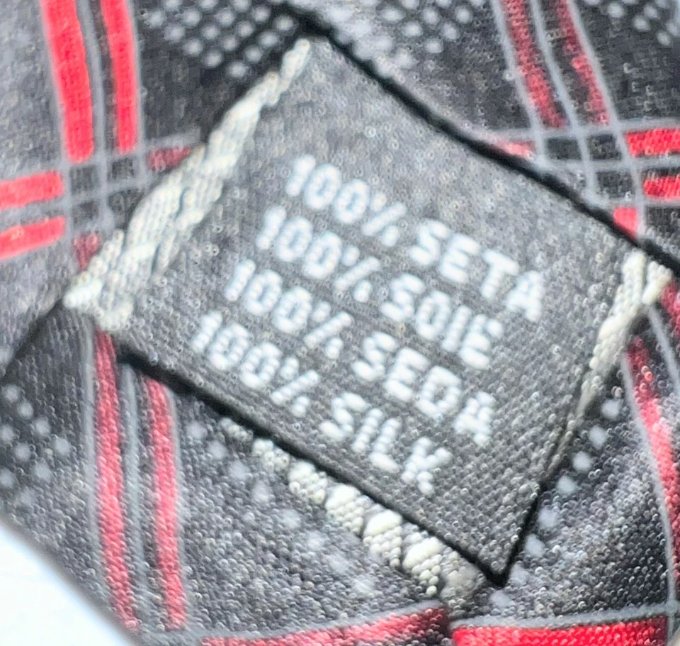 Corbata de seda Giorgio Brutini roja negra gris geométrica para hombre 58,5 x 4 100 % seda Foto 3 de 3