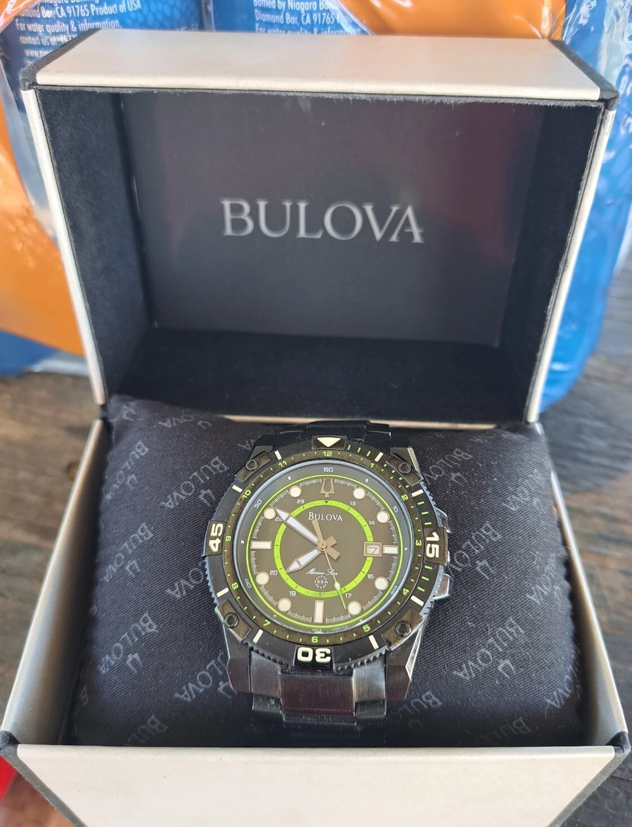 Bulova Men s Watch 98B178 Marine Star Quartz Green Black Dial Stainless Steel